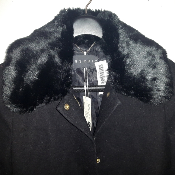 NWT black Esprit wool coat, Sz 4 - Picture 2 of 4